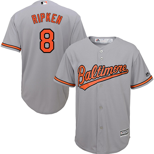 Orioles #8 Cal Ripken Grey Cool Base Stitched Youth MLB Jersey - Click Image to Close